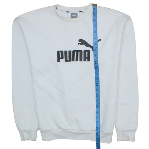 Puma Men's White Logo Pullover Sweatshirt Size M Crew Neck