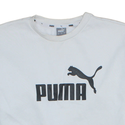 Puma Men's White Logo Pullover Sweatshirt Size M Crew Neck