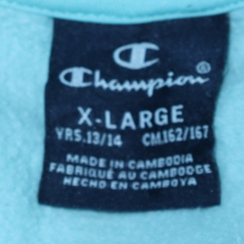 Champion Girls Aqua Blue XL Pullover Hoodie 13-14 Years Cotton Blend