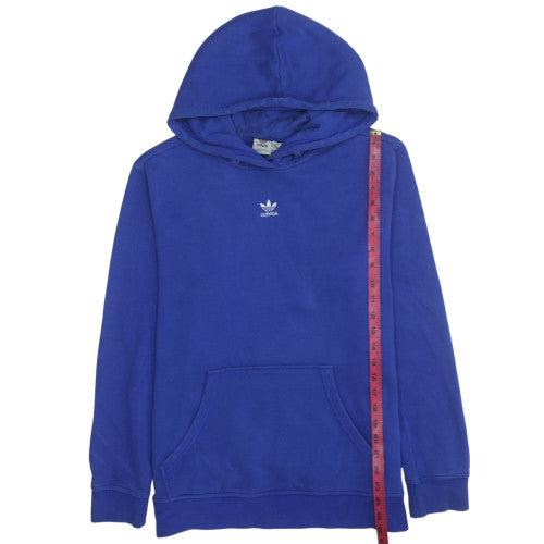 Adidas Womens Blue Pullover Hoodie Sweatshirt M 12-14 Hooded Logo