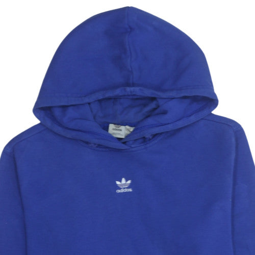 Adidas Womens Blue Pullover Hoodie Sweatshirt M 12-14 Hooded Logo