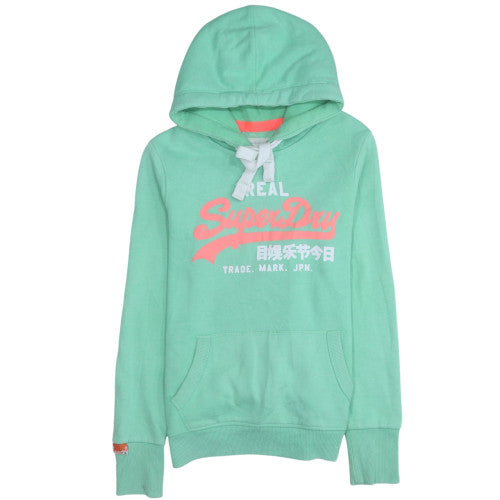 Superdry Womens Green Hoodie S Pullover Premium Fleece Cotton Blend