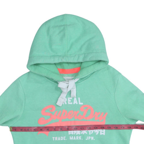 Superdry Womens Green Hoodie S Pullover Premium Fleece Cotton Blend