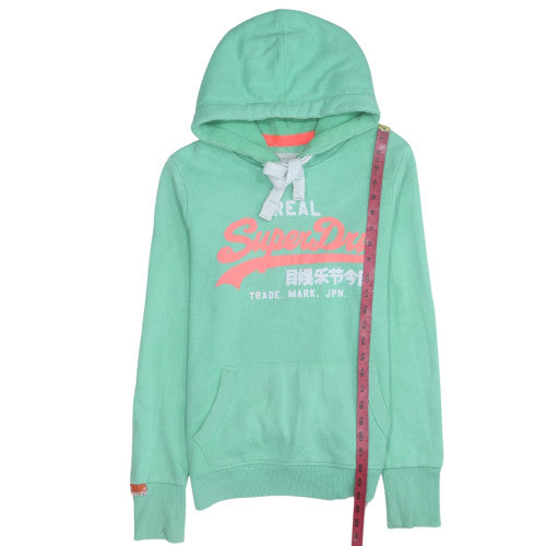 Superdry Womens Green Hoodie S Pullover Premium Fleece Cotton Blend