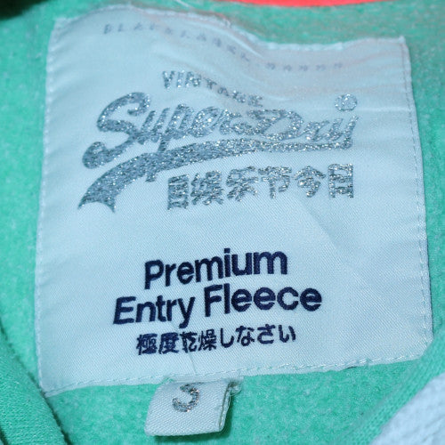 Superdry Womens Green Hoodie S Pullover Premium Fleece Cotton Blend