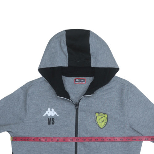 Kappa Men's Grey Full Zip Hoodie M Sports Logo Hooded Sweatshirt