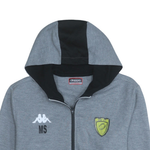 Kappa Men's Grey Full Zip Hoodie M Sports Logo Hooded Sweatshirt