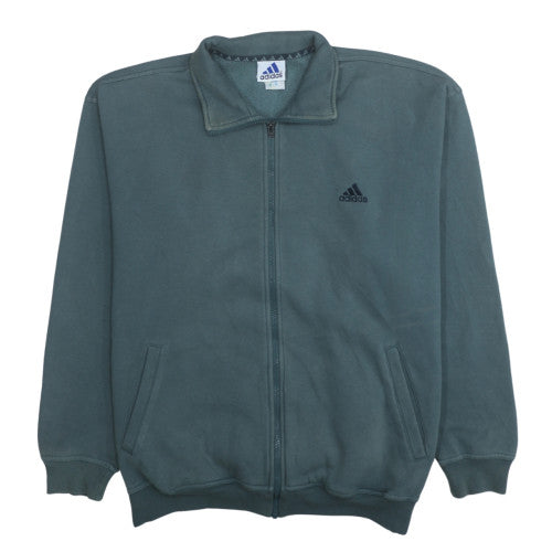 Adidas Mens Green Full Zip Sweatshirt Size L Fleece Sportswear