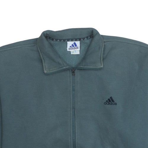 Adidas Mens Green Full Zip Sweatshirt Size L Fleece Sportswear