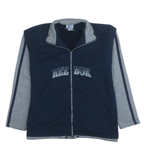 Reebok Mens Blue Grey Full Zip Sweatshirt M Logo Sportswear
