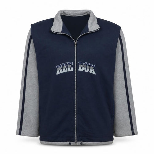 Reebok Mens Blue Grey Full Zip Sweatshirt M Logo Sportswear
