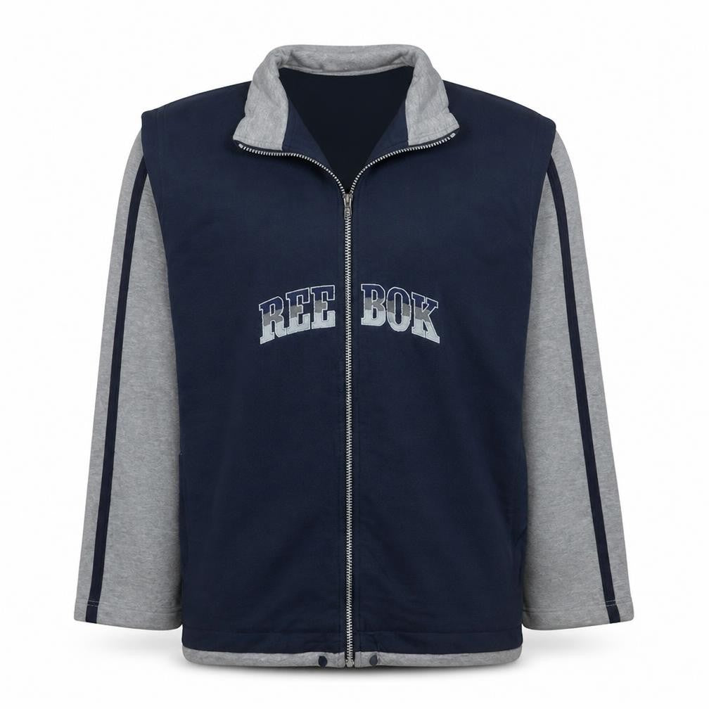 Reebok Mens Blue Grey Full Zip Sweatshirt M Logo Sportswear