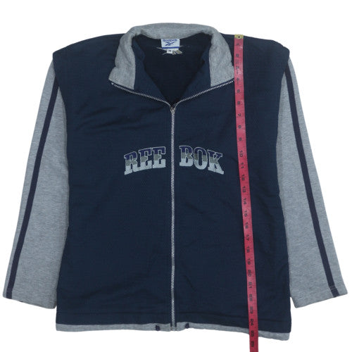 Reebok Mens Blue Grey Full Zip Sweatshirt M Logo Sportswear