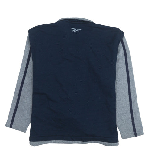 Reebok Mens Blue Grey Full Zip Sweatshirt M Logo Sportswear