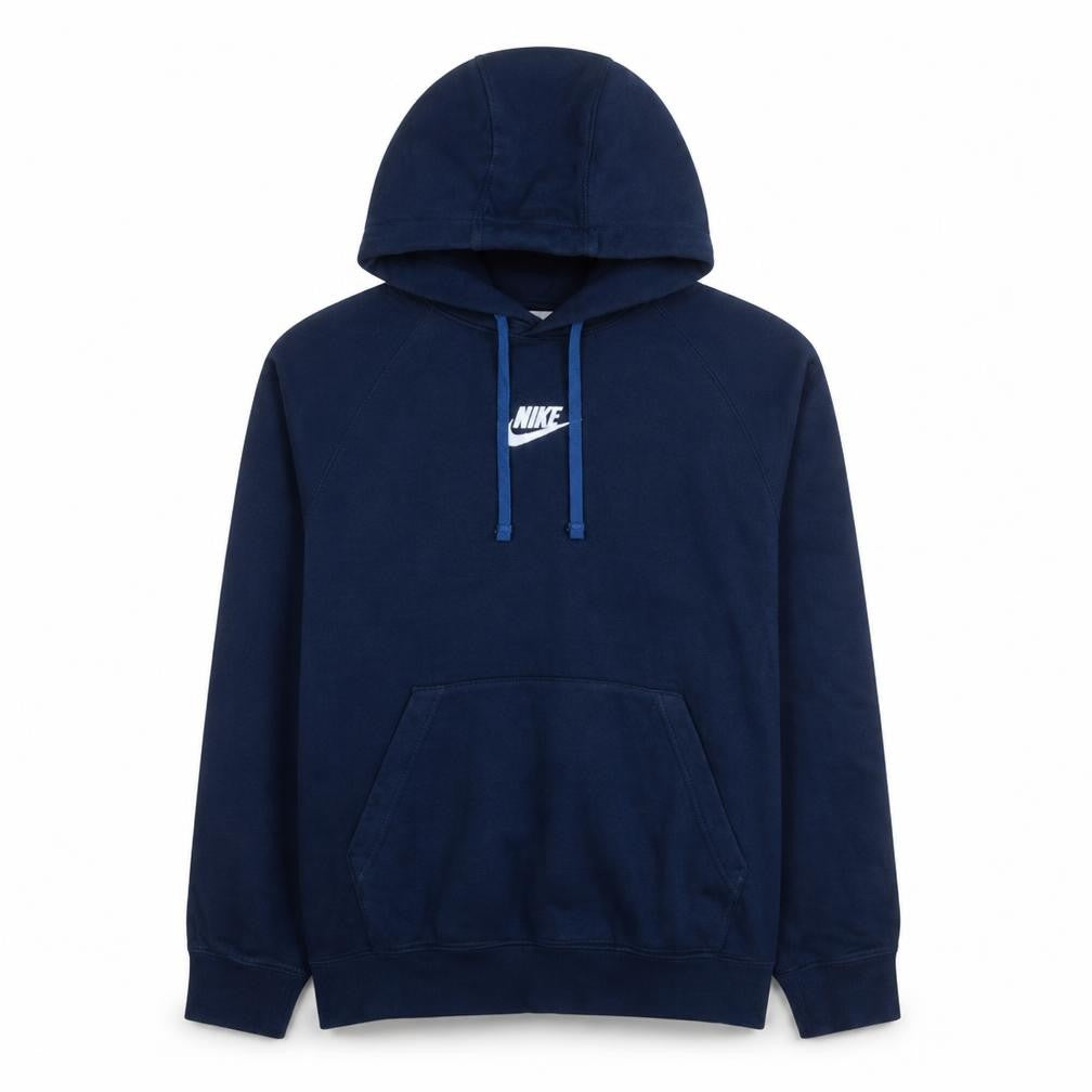 Front view of Nike Men's Blue Pullover Hoodie M Regular Fit Fleece Sweatshirt