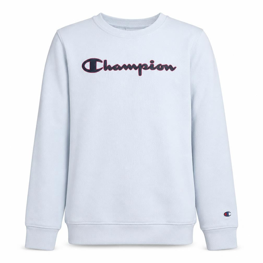 Champion Boys White Fleece Pullover Sweatshirt XL 13-14Y Logo Print Crew Neck