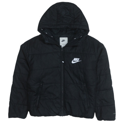 Nike Womens Black XL Hooded Puffer Jacket with Zip Pockets