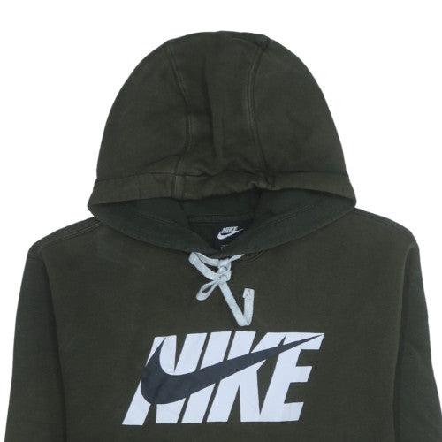 Nike Men Green Pullover Hoodie M Regular Fit Sports Logo Fleece