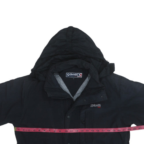Schott NYC Men's Black Hooded Parka Jacket Size L Waterproof Lined