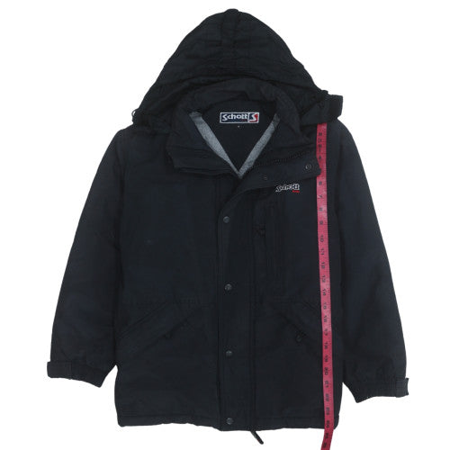 Schott NYC Men's Black Hooded Parka Jacket Size L Waterproof Lined