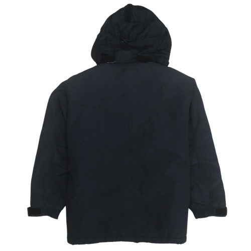 Schott NYC Men's Black Hooded Parka Jacket Size L Waterproof Lined