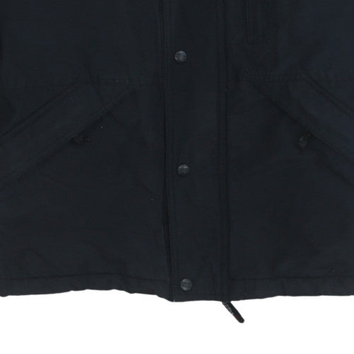 Schott NYC Men's Black Hooded Parka Jacket Size L Waterproof Lined