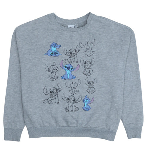 Disney Women Grey Stitch Sweatshirt L 14/16 Crew Neck Pullover