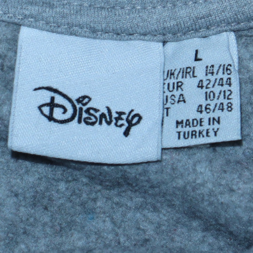 Disney Women Grey Stitch Sweatshirt L 14/16 Crew Neck Pullover