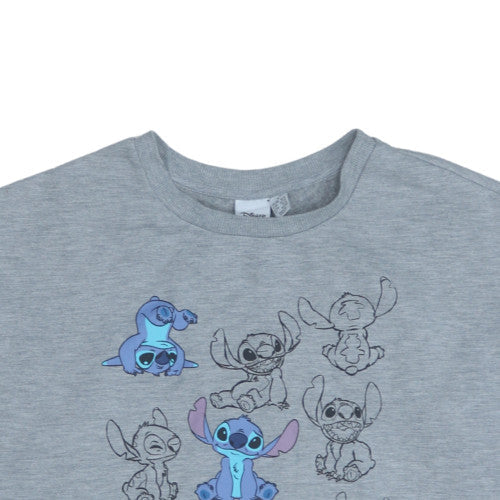 Disney Women Grey Stitch Sweatshirt L 14/16 Crew Neck Pullover