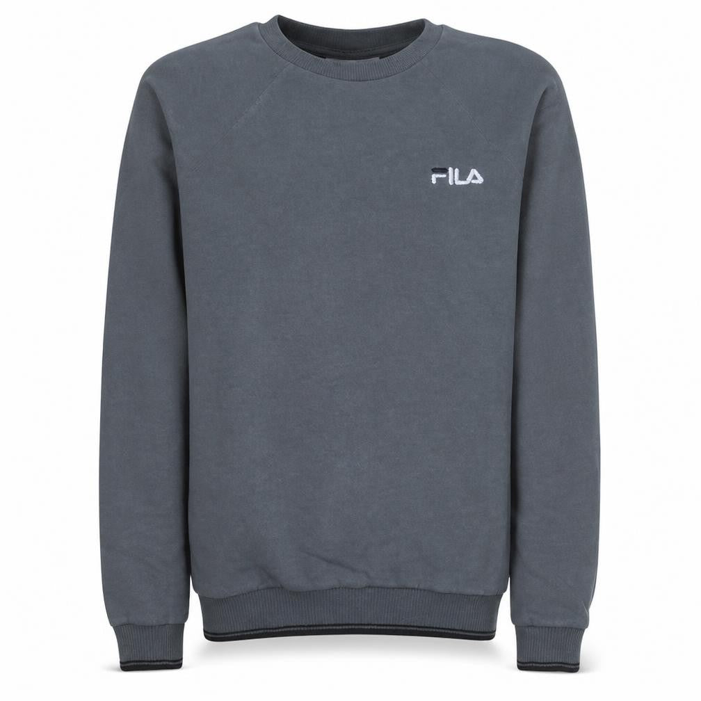Front view of Fila Men's Grey Crew Neck Pullover Sweatshirt, size S, Regular Fit