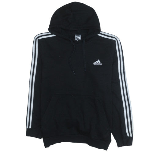 Adidas Mens Black XL Pullover Hoodie with Logo Stripes