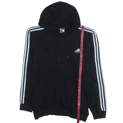 Adidas Mens Black XL Pullover Hoodie with Logo Stripes