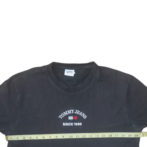 Tommy Jeans Men's Black Cotton Embroidered Logo T-Shirt Size L