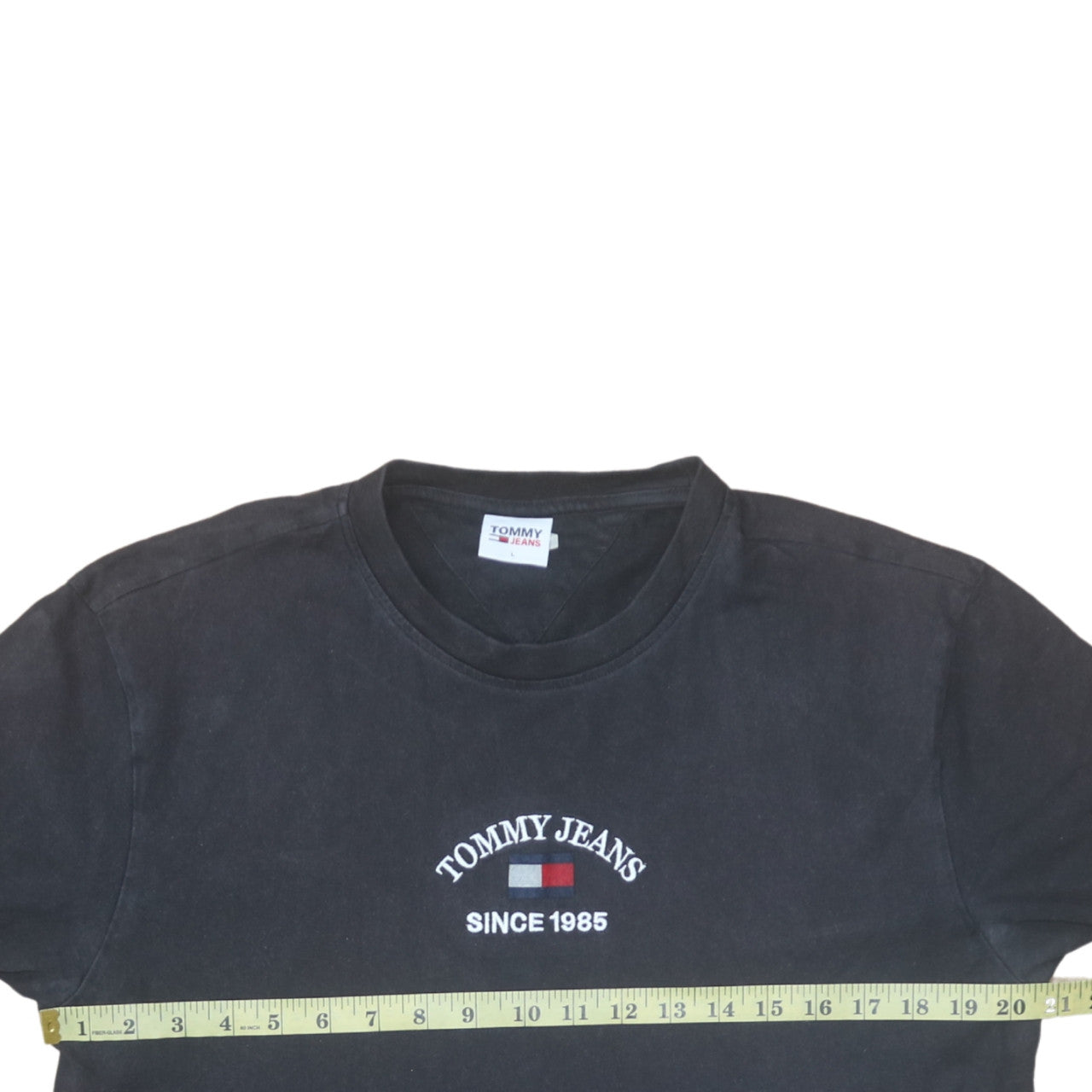 Tommy Jeans Men's Black Cotton Embroidered Logo T-Shirt Size L
