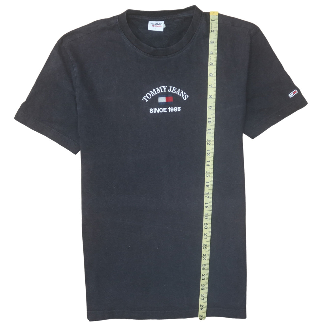 Tommy Jeans Men's Black Cotton Embroidered Logo T-Shirt Size L