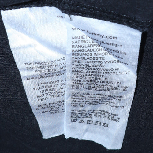 Tommy Jeans Men's Black Cotton Embroidered Logo T-Shirt Size L
