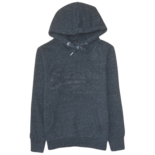Superdry Womens Black Pullover Hoodie Size 14 Graphic Logo Hooded Sweatshirt