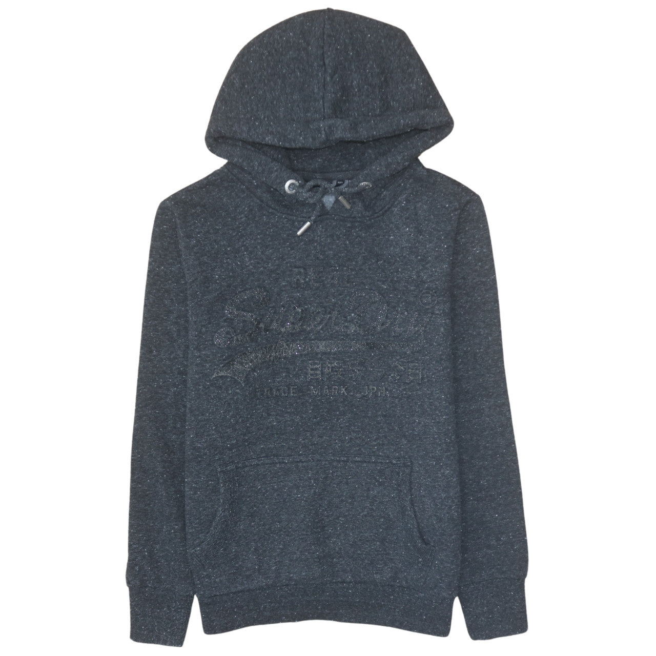 Superdry Womens Black Pullover Hoodie Size 14 Graphic Logo Hooded Sweatshirt