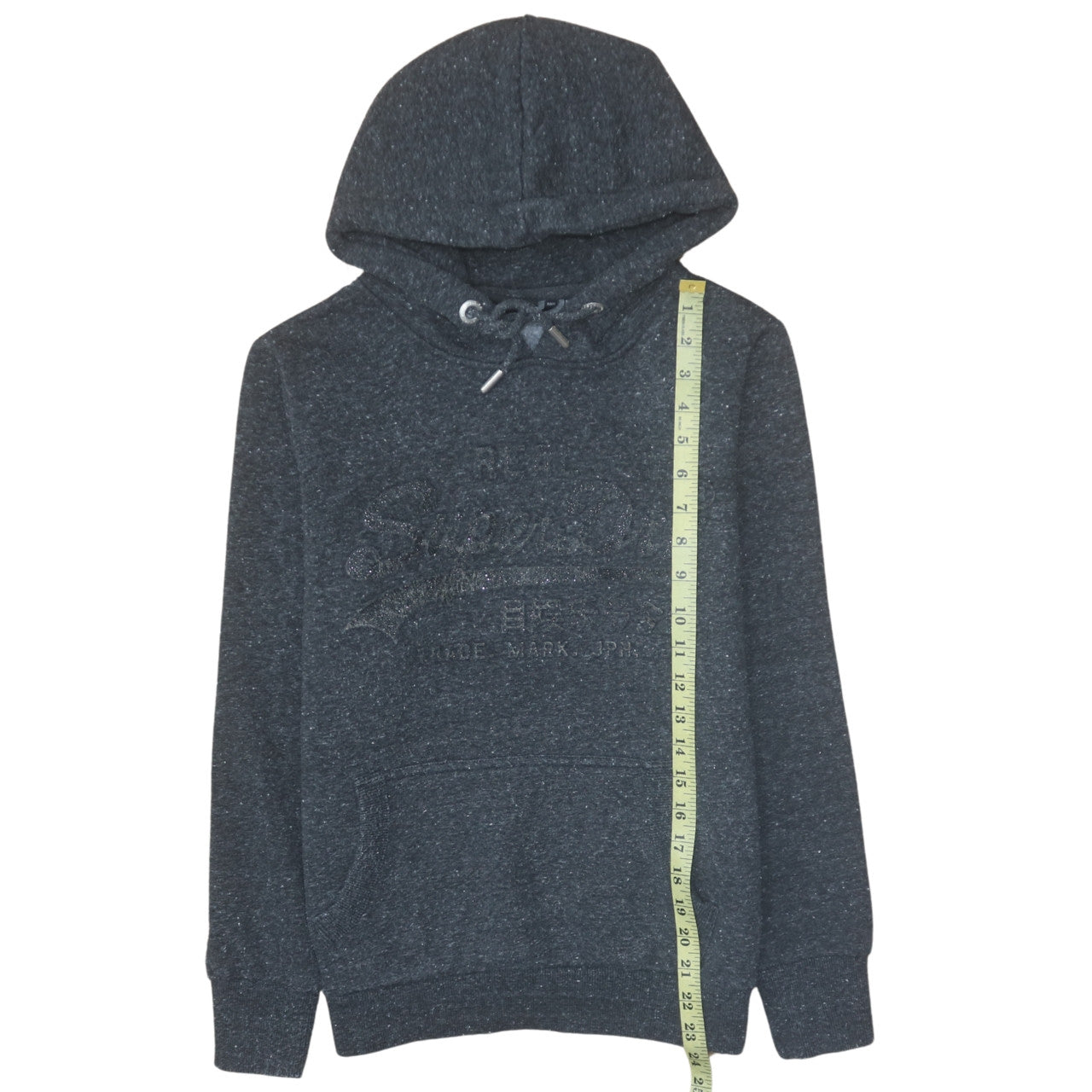 Superdry Womens Black Pullover Hoodie Size 14 Graphic Logo Hooded Sweatshirt