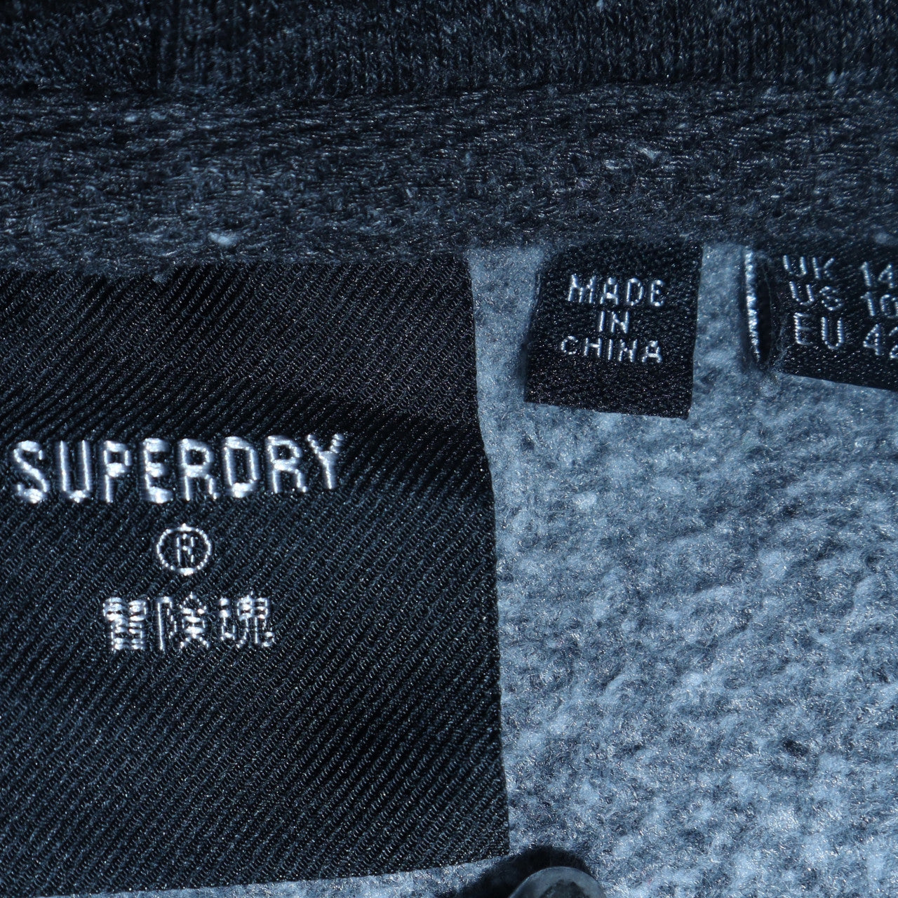 Superdry Womens Black Pullover Hoodie Size 14 Graphic Logo Hooded Sweatshirt
