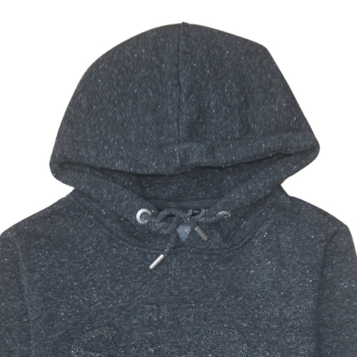 Superdry Womens Black Pullover Hoodie Size 14 Graphic Logo Hooded Sweatshirt