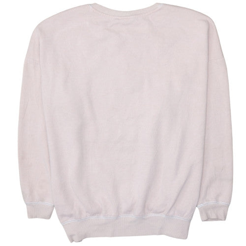 Disney Women Pink Stitch Sweatshirt L Relaxed Fit Crew Neck