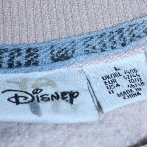 Disney Women Pink Stitch Sweatshirt L Relaxed Fit Crew Neck