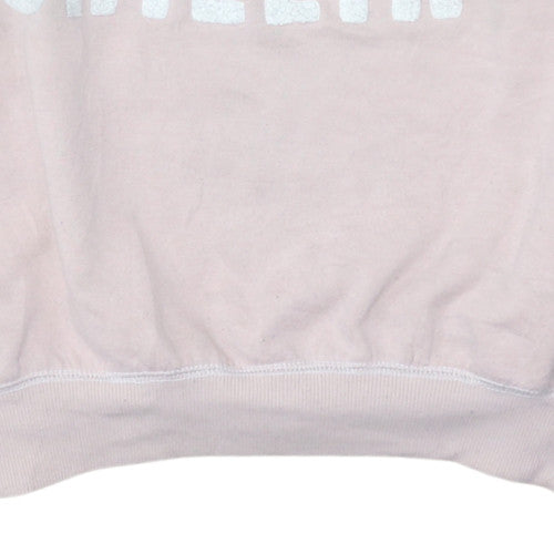 Disney Women Pink Stitch Sweatshirt L Relaxed Fit Crew Neck