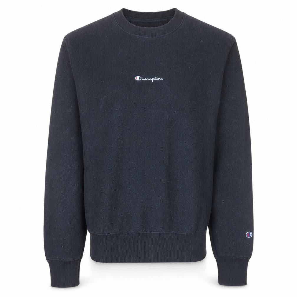 Front view of Champion Men's Black Small Pullover Reverse Weave Sweatshirt