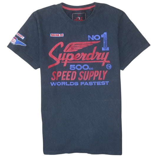 Superdry Men's Blue Graphic Racing Crew Neck T-Shirt Size M