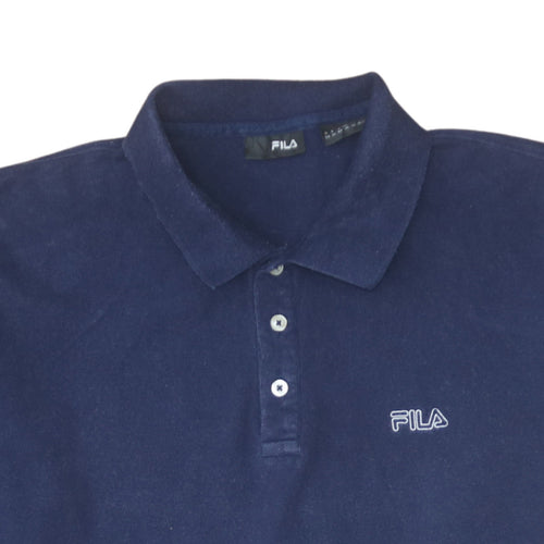 FILA Men's Blue Cotton Polo Shirt XL Classic Logo Casual
