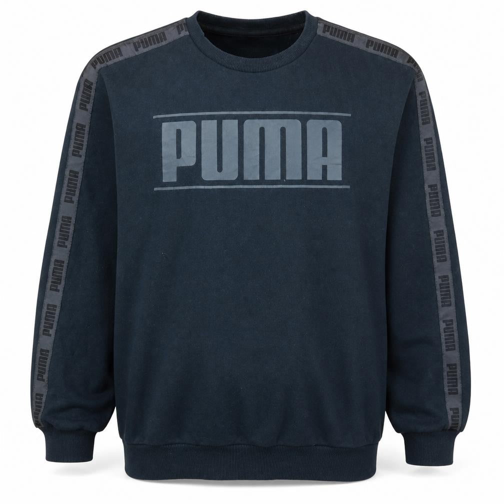 Front view of Puma Men's Black Logo Pullover Sweatshirt, size L