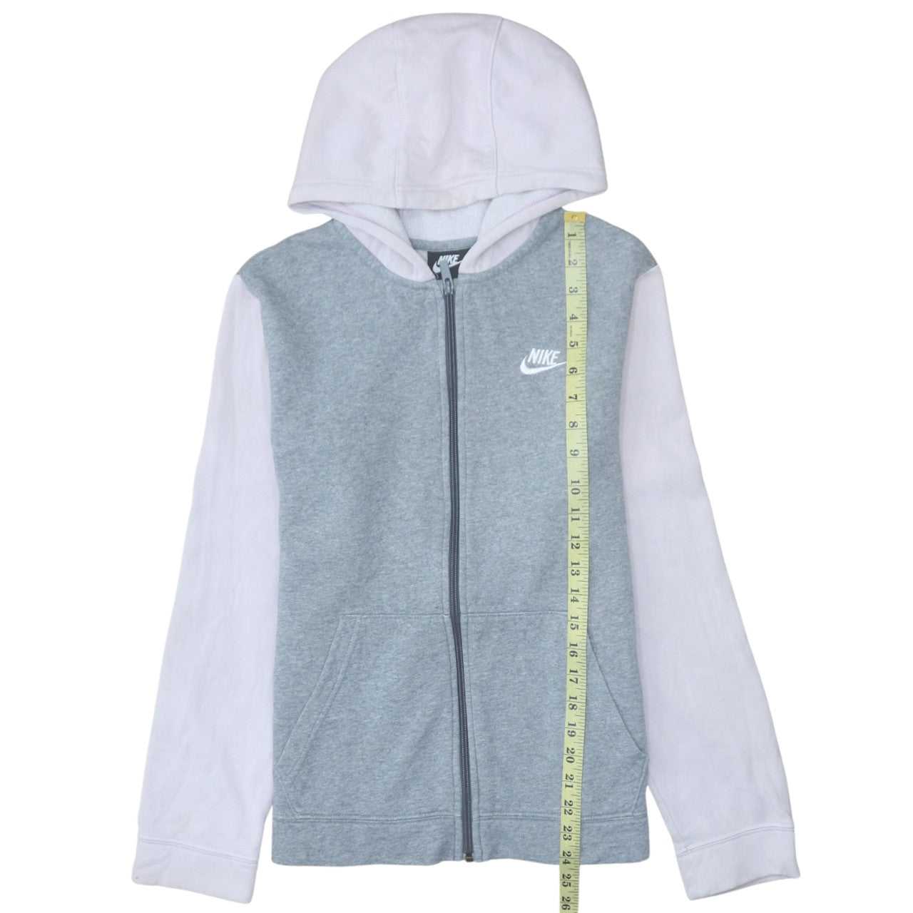Nike Girls Grey Full Zip Hoodie Size 14 Years Fleece Hooded Sweatshirt