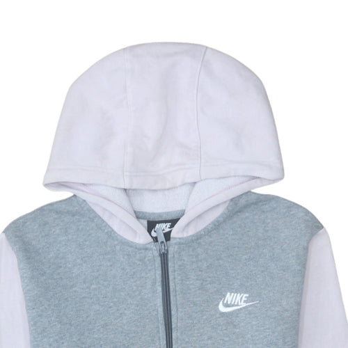 Nike Girls Grey Full Zip Hoodie Size 14 Years Fleece Hooded Sweatshirt